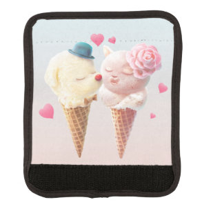 Love at First Lick: Bichon & Cat Ice Cream Art Luggage Handle Wrap