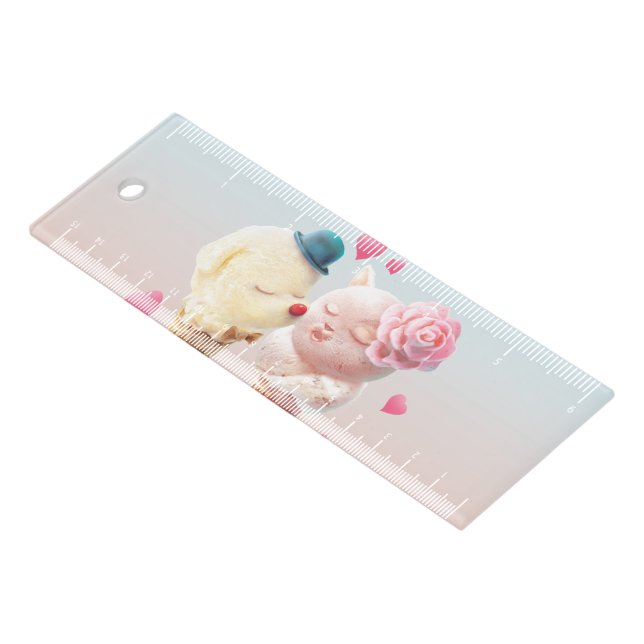 Love at First Lick: Bichon & Cat Ice Cream Art Ruler (Angled)