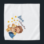 Love at First Paw  Bandana<br><div class="desc">Dress your furry friend in style with this “Love at First Paw” pet bandana. Featuring a heartwarming illustration of a child hugging a happy dog surrounded by cheerful hearts, this design celebrates the instant bond between pets and people. Soft, durable, and full of personality, it’s perfect for everyday wear, Valentine’s...</div>