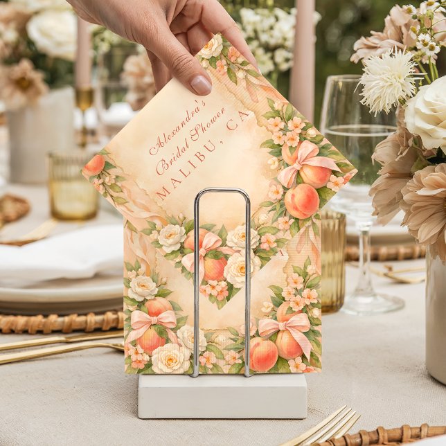 Love at First Peach Bridal Shower Napkins (Creator Uploaded)