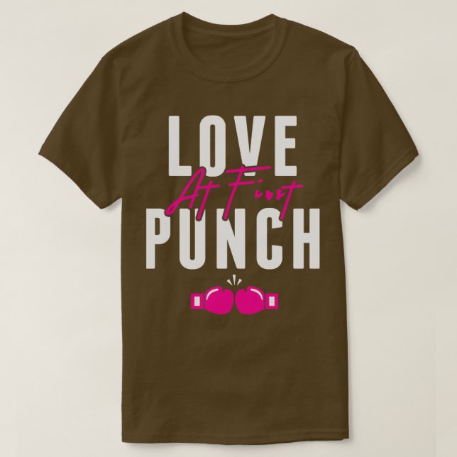 Love at First Punch Kickboxing Pink Gloves Fighter T-Shirt (Design Front)