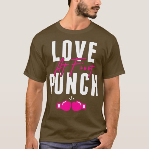 Love at First Punch Kickboxing Pink Gloves Fighter T_Shirt