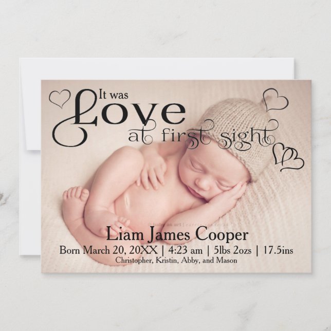 Love at First Sight - Baby Announcement (Front)