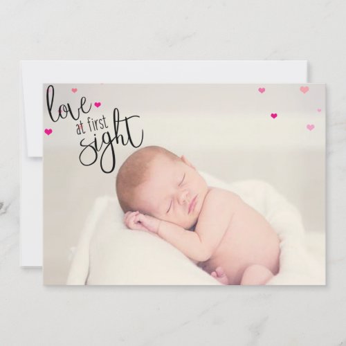 Love At First Sight Baby Birth Announcement