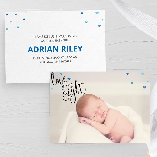 Love At First Sight Baby Birth Announcement