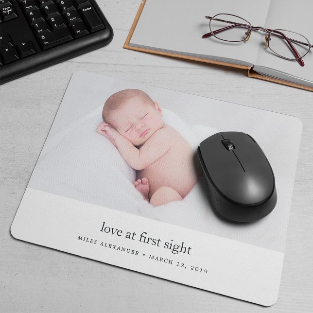 Love at First Sight Baby Photo Mouse Pad (Creator Uploaded)