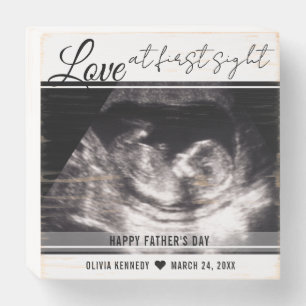 Love At First Sight Baby Sonogram 1st Father's Day Wooden Box Sign