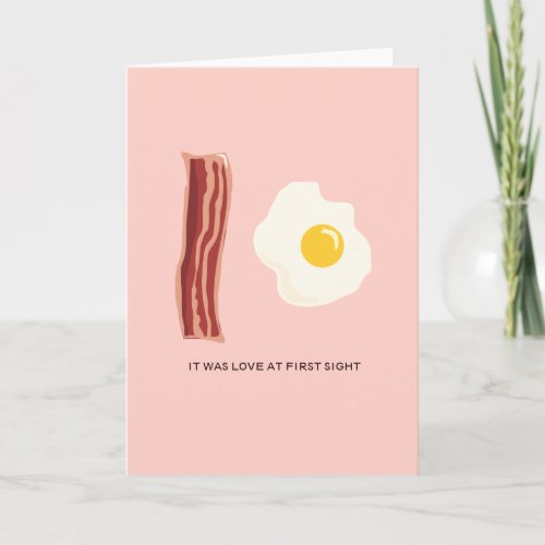 Love at First Sight Bacon  Egg Silly Greeting Holiday Card