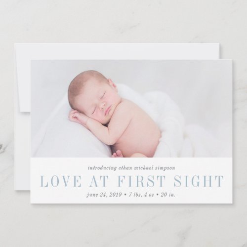 Love at First Sight Birth Announcement  Blue