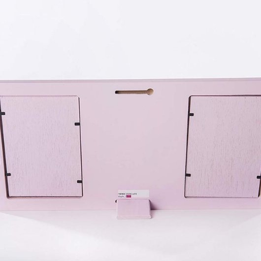 Love at First Sight Cute Pink Wooden Photo Frame (Back)