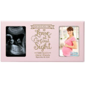 Love at First Sight Cute Pink Wooden Photo Frame (Front)