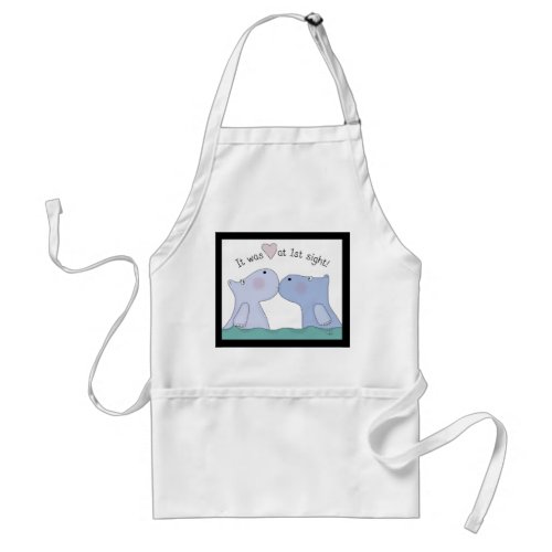 Love at First Sight Hippos Adult Apron