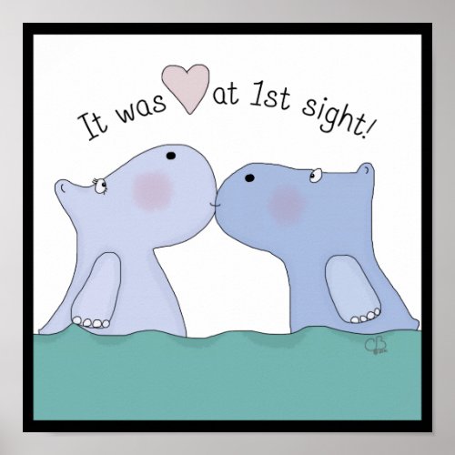 Love at First Sight Hippos Poster