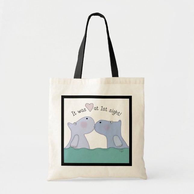 Love at First Sight Hippos Tote Bag (Front)
