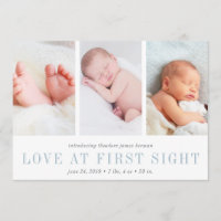 Love at First Sight Three Photo Birth Announcement