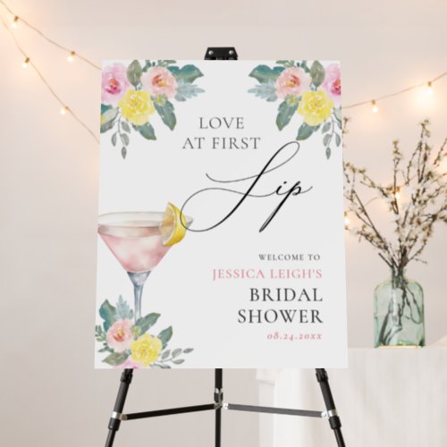 Love at First Sip Bright Cocktail Bridal Shower Foam Board