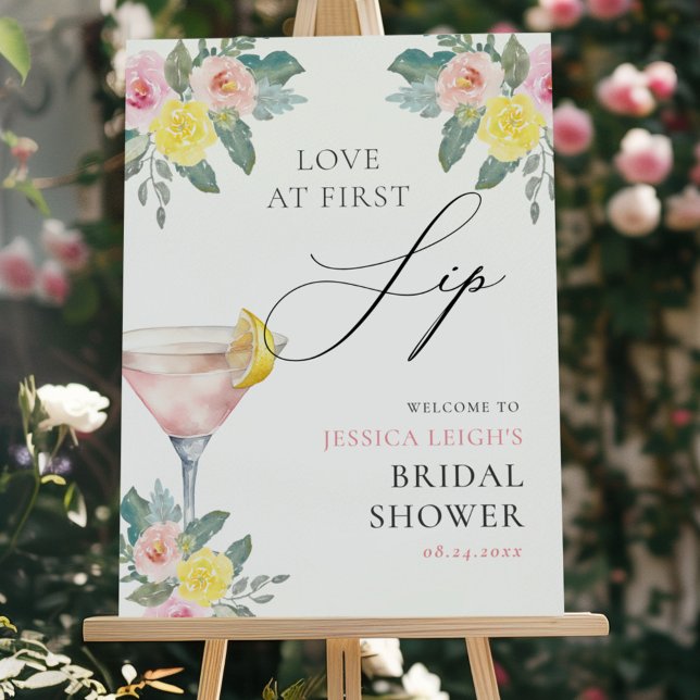 Love at First Sip Bright Cocktail Bridal Shower Foam Board (Creator Uploaded)