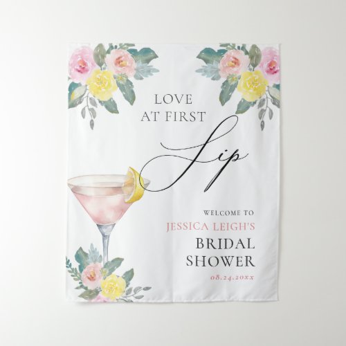 Love at First Sip Bright Cocktail Bridal Shower Tapestry