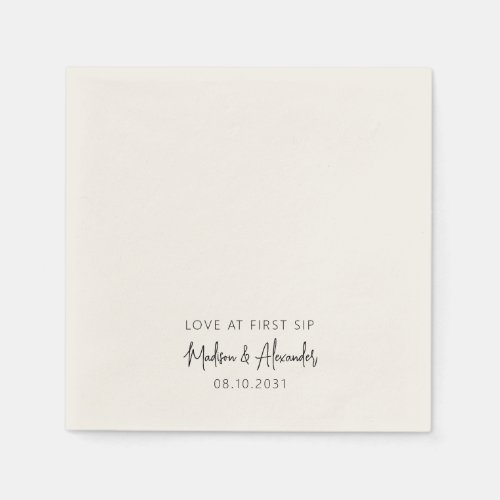 Love at First Sip Custom Names Script Wedding Napkins