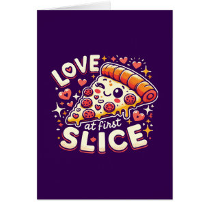 Love at First Slice, Cute Funny Pizza Lover Humor Cards