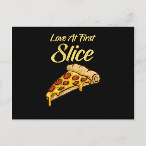 Love At First Slice Funny Pizza Pepperoni Cheese Postcard