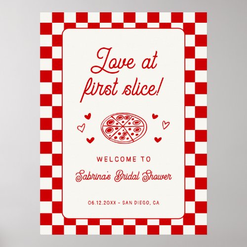 Love at First Slice Pizza Bridal Shower Welcome
