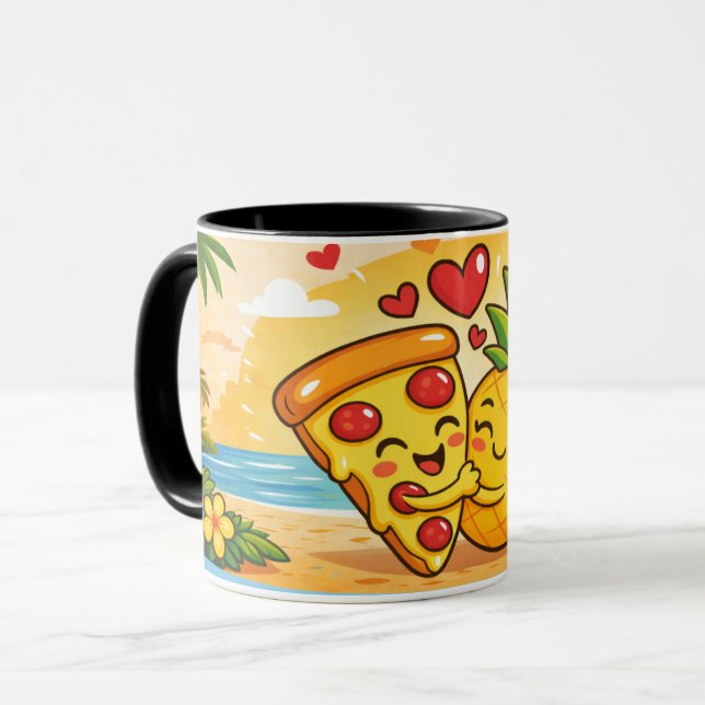 Love at First Slice - Pizza Meets Pineapple Mug (Front Left)