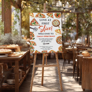 Love at First Slice Pizza Welcome Bridal Shower Foam Board