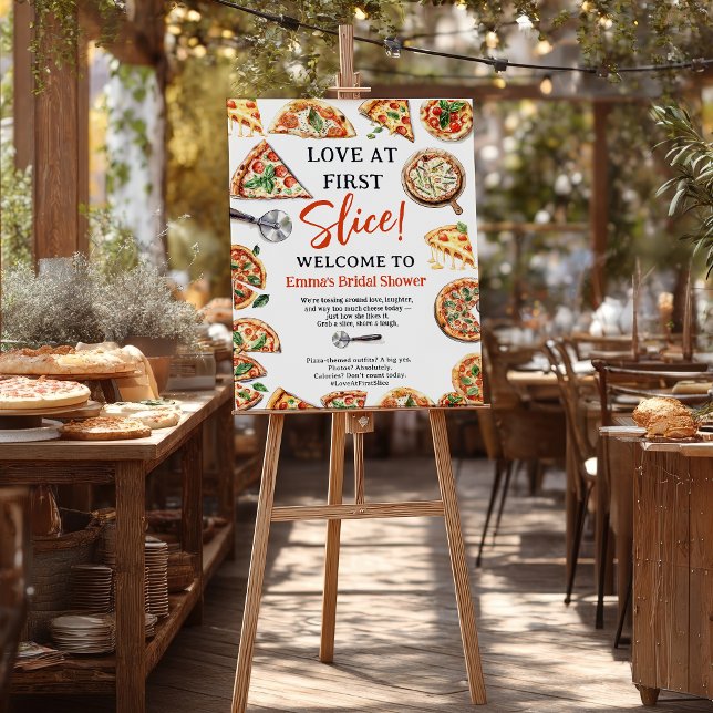  Love at First Slice Pizza Welcome Bridal Shower  Foam Board (Love at First Slice Pizza Welcome Bridal Shower Foam Board)