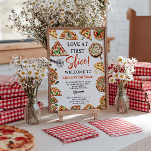 Love at First Slice Pizza Welcome Bridal Shower Poster