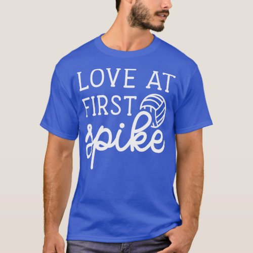 Love At First Spike Volleyball Girls Boys Cute Fun T_Shirt