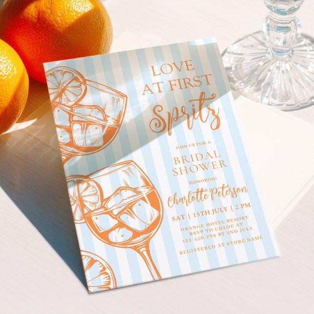 Love at First Spritz Aperol Bridal Shower Invitation (Creator Uploaded)