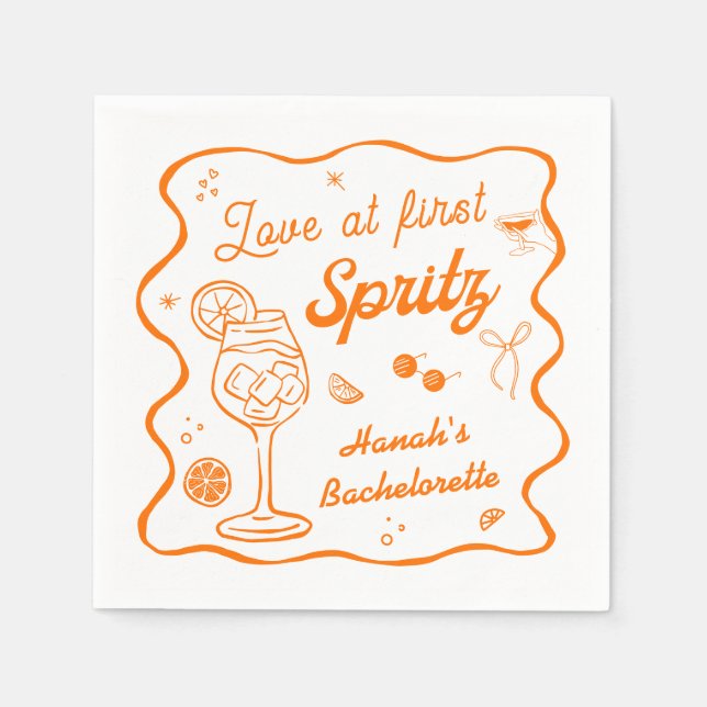 Love at First Spritz Bachelorette  Napkins (Front)