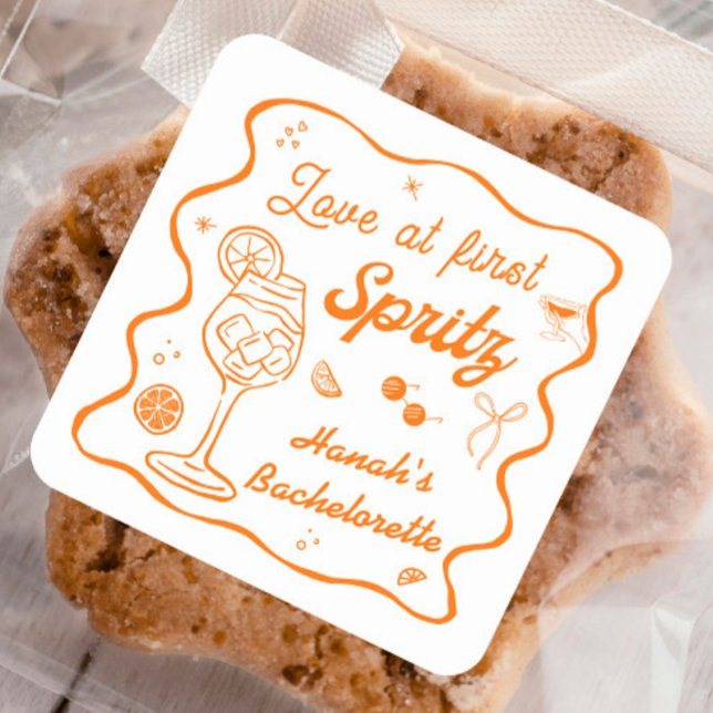Love at first spritz Bachelorette Party Square Sticker (Creator Uploaded)