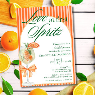 Love At First Spritz Bow Cocktail Bridal Shower Invitation