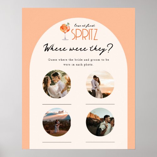 Love at First Spritz Bridal Photo Where were they Poster