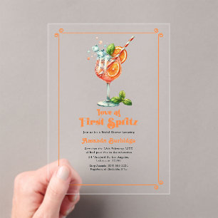 Love at First Spritz Bridal Shower Acrylic Invitations