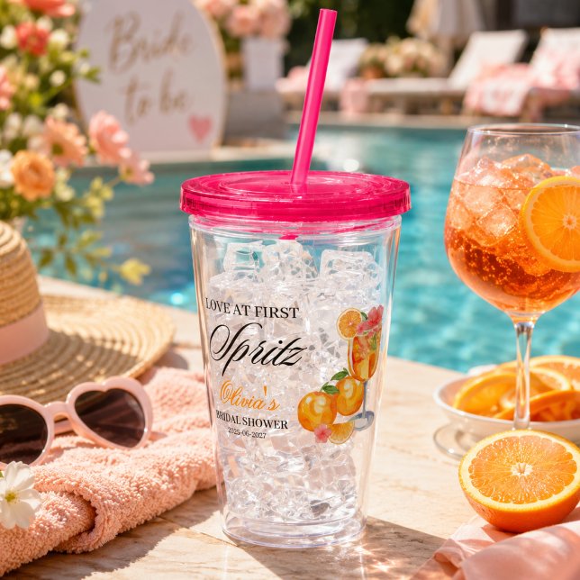 Love at First Spritz Bridal Shower  Acrylic Tumbler (Love at First Spritz Bridal Shower Acrylic Tumbler)