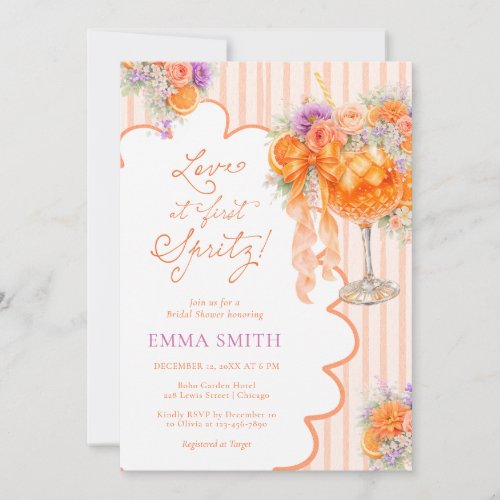 Love at First Spritz Bridal Shower Aperol  Invitation