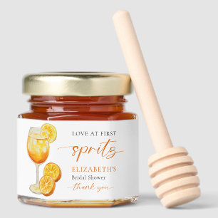 Love at First Spritz Bridal Shower Custom Elegant Honey Jar Favors
