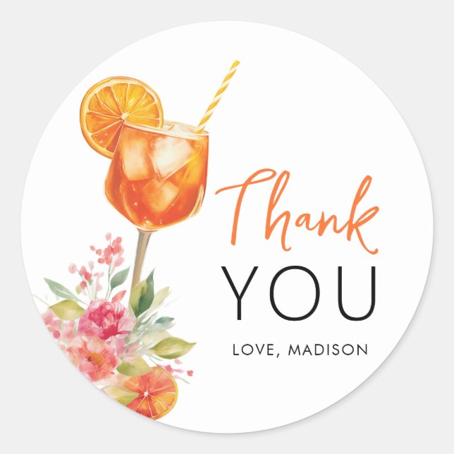 Love at First Spritz Bridal Shower Favor Stickers  (Front)