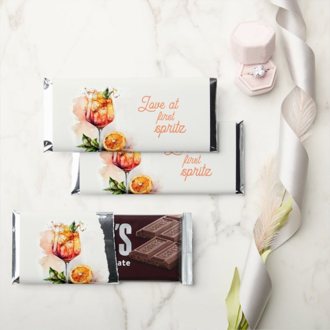 Love at First Spritz Bridal Shower Hershey Bar Favors (Front)