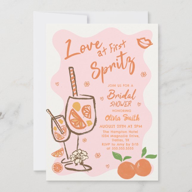 Love at First Spritz Bridal Shower Invitation (Front)