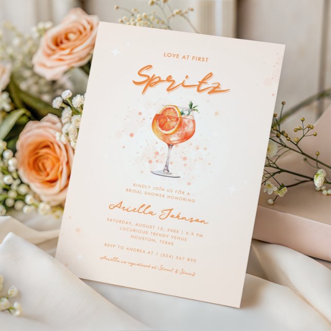 Love at First Spritz Bridal Shower Invitation (Creator Uploaded)