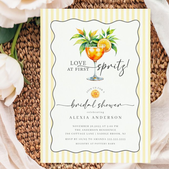 Love at First Spritz Bridal Shower Invitation (Creator Uploaded)