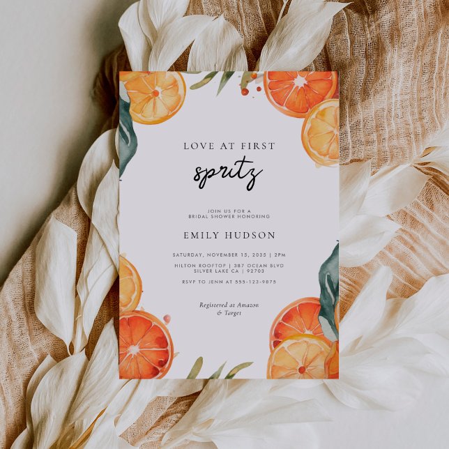 Love at First Spritz Bridal Shower Invitation (Creator Uploaded)