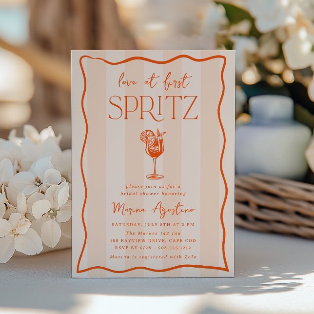 Love at First Spritz Bridal Shower Invitation (Creator Uploaded)