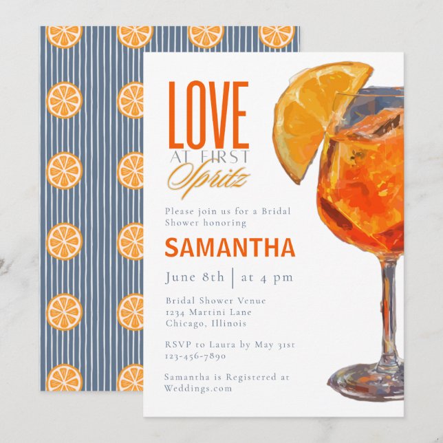 Love at First Spritz Bridal Shower invitation (Front/Back)
