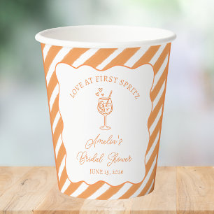 Love at First Spritz Bridal Shower Italian Aperol  Paper Cups