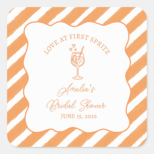 Love at First Spritz Bridal Shower Italian Aperol  Square Sticker
